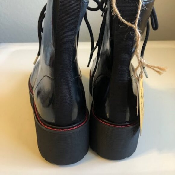 NWT COOL PLANET Steve Madden Kreed Black Patent Lace-Up Combat Boot 7.5 - Picture 5 of 7